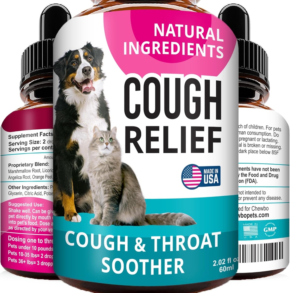 Kennel Cough Drops för hundar och katter - 2oz Pet Herbal Remedy - Throat Soother - Homeopathic Respiratory Support - Torr, våt & Barky Pet Cough och Cat Asthma, Sinus Congestion Treatment - Tillverkad i USA