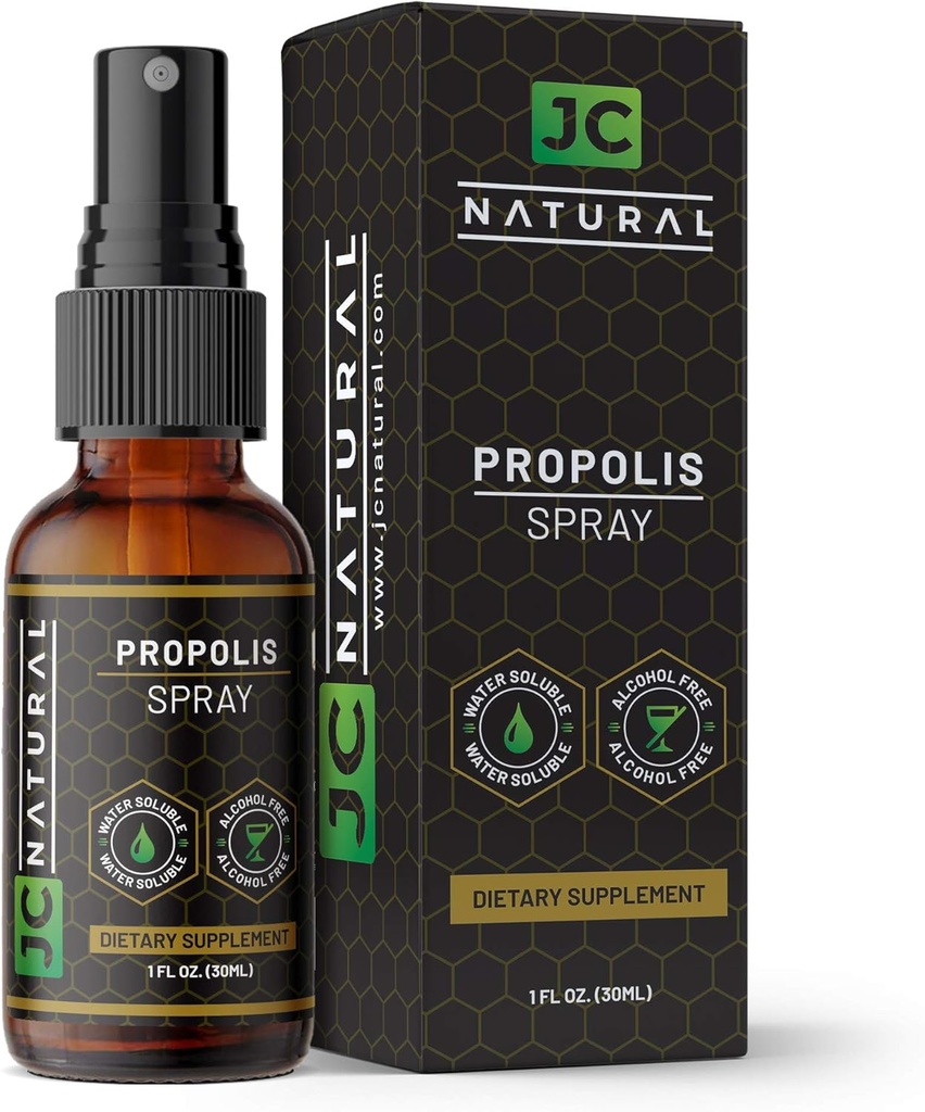 Propolis Throat Spray - Vattenlösligt, alkoholfritt. naturligt immunstöd. Kämpar skadliga organismer, kraftfull antioxidant- 1 fl oz (30 ml) av JC Natural x CGM Labs
