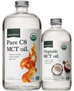 Natural Force Organic Pure C8 + Organic Full Spectrum MCT Olja - USDA Organic, Non GMO, 100% Pure Coconut MCTs - Keto, Paleo, Vegan och Kosher - 32 Oz & 16 Oz Glasflaskor