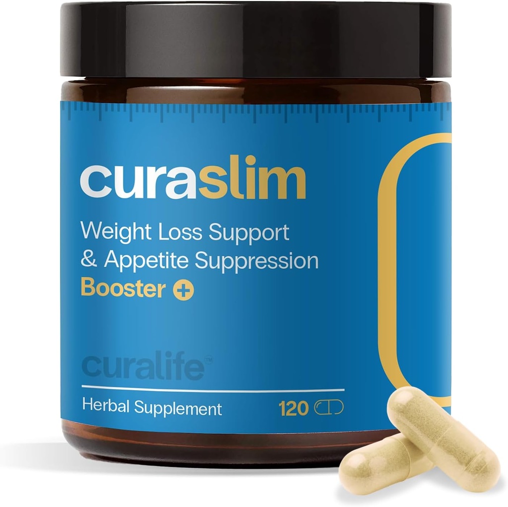 Curaslim Weight Loss Supplement | 10 Natural Ingredients, Berberine, 5HTP, Chromium, Saffron | Appetite Suppressant, Metabolism Booster, Energy Support | 120 Capsules