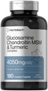 Horbäach Glukosamin Chondroitin MSM | 4050 mg | 180 Caplets | med gurkmeja | Triple Strength Formel | Non-GMO & Gluten Free Supplement