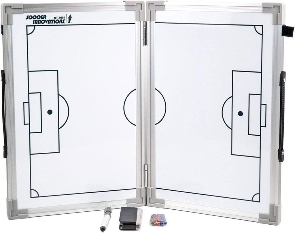 Fotbollsinnovationer Hinged Magnetic Tactic Coaching Board, Extremely Portable Dry Erase White Board för fotbollscoacher av alla nivåer för att utföra taktisk analys.