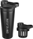 DIW 24 oz Shaker Bottle, Rostfritt stål Shaker Bottle med bullerfri design, isolerad metall Shaker Cup för proteinblandningar och Pre Workout, Gym Bottle Shaker (Black)