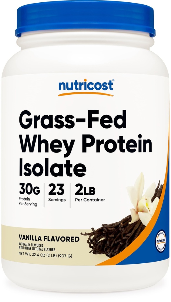 Nutricost Grass-Fed Whey Protein Isolate (Vanilla) 2LBS - Icke-GMO, Gluten Gratis, Naturliga smaker