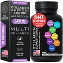 Age Defense Beauty Collagen Matrix - 2000mg Multi Collagen Biotin Keratin Hyaluronic Acid Saw Palmetto Vitamin C Supplement Complex - DHT Blocker för Män och kvinnor för hårväxt - 90 Gluten-Free Caps