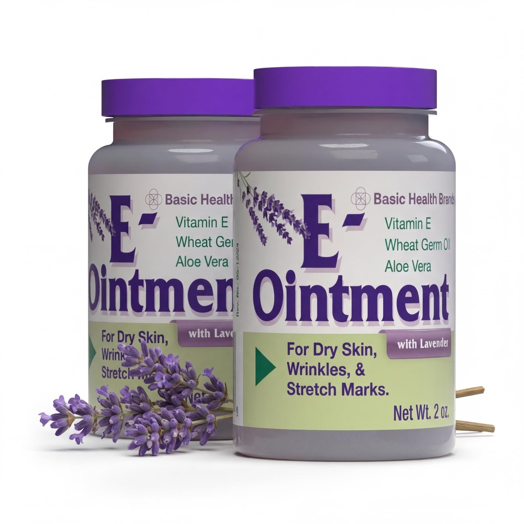 Grundläggande varumärken - Vitamin E Ointment med Lavender - 2oz - Moisture Enhancing - 2-Pack