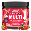 Llama Naturals Kids Multivitamin Gummies, Vegan, Organic med vitamin D, C & K, Toddler Real Fruit Gummy Vitaminer, Chewable Supplement, Whole Food Multivitamin, No Added Sugar Cane, Strawberry, 90 Ct