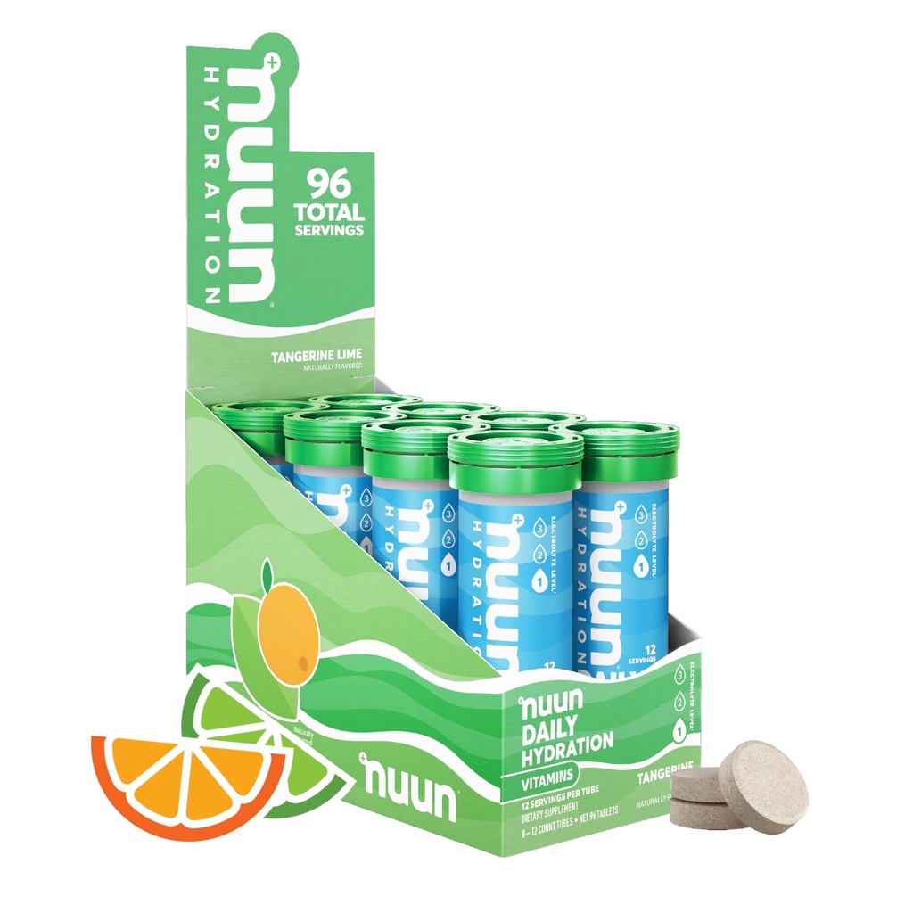 Nuun Vitamins Electrolyte tabletter med vitamin D, C, E, A, & B6, Folsyra, Magnesium & 4 Övriga Essential Electrolytes, Gluten Free & Vegan, Tangerine Lime, 8 Pack (96 Serverings Total)