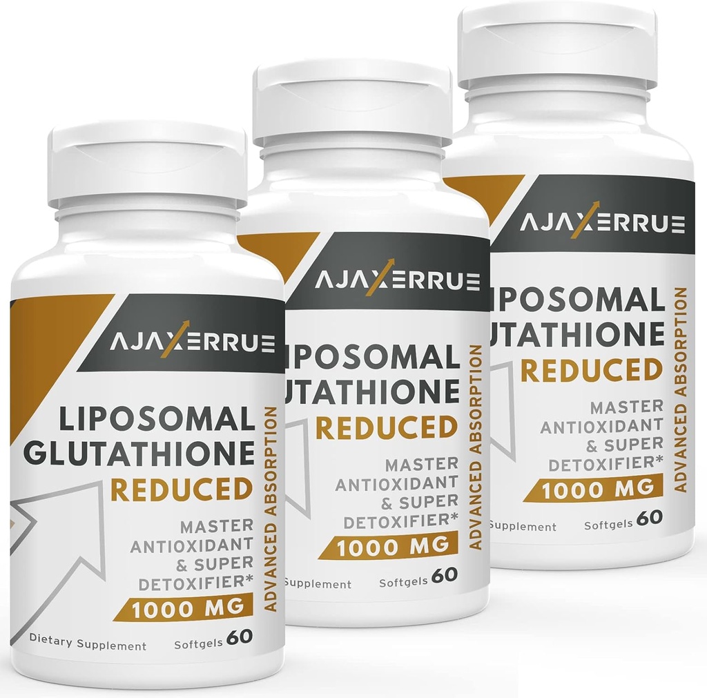 1400 mg Liposomal Glutathione, Superior Absorption Complex Reduced Glutathione Supplement with Vitamin C, Hyaluronic Acid, Master Antioxidant for Liver Detox, Brain, Skin