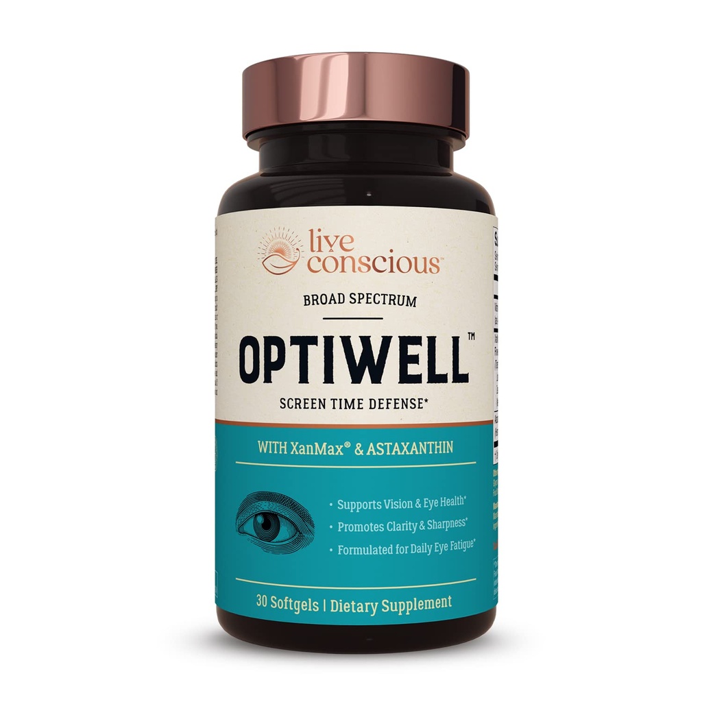 Live Medvetna ögonvitaminer Välj AREDS 2 Ingredienser med vitamin E, Lutein och Astaxanthin - OptiWell Eye Health Supplement och Blue Light Support - 30 Softgels