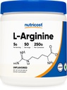 Nutricost L-arginin (250 gram) - Ren L-argininpulver - 5000mg per portion; 50 portioner