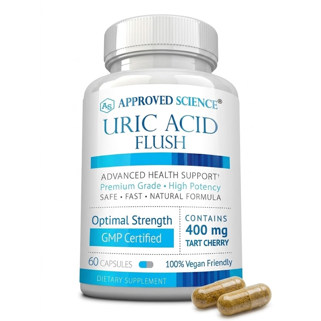 Godkänd Science® Uric Acid Flush med folsyra och Tart Cherry - 60 kapslar - 1 månads leverans