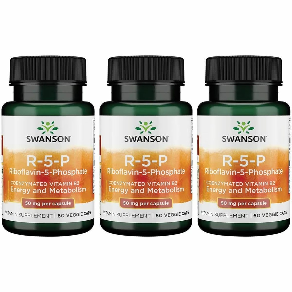 Swanson R-5-P Riboflavin-5-Phosphate Vitamin B2, 60 Capsules, 3 Pack