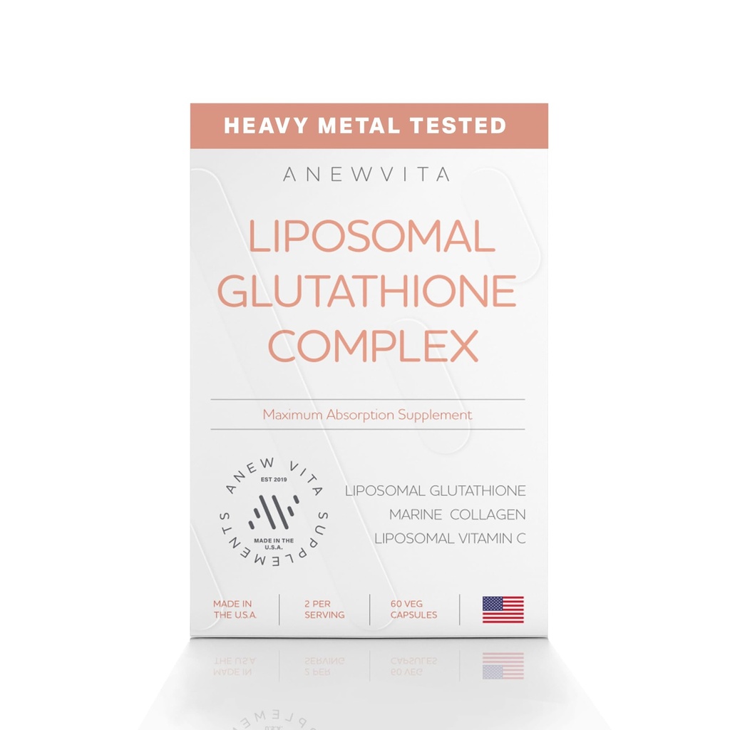 Liposomal Glutathione Supplement med Marine Collagen och Liposomal Vitamin C - Premium Skin Care Supplement - Förbättrad Absorption Formel för Radiant Skin, Detox & Antioxidant Support - 60 kapslar