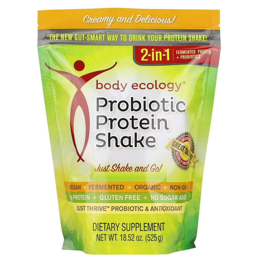 Body Ecology Probiotic Protein Shake Powder | Fermented Protein Dietary Supplement | Non-GMO | Gluten Free | Soy Free | No Sugar Added | 15g Protein | Protein Powder | Återförsäljbar 18,52 OZ