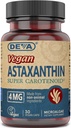 Deva Nutrition Vitamins Astaxanthin 4mg, Vegan, tillverkad av Haematococcus Pluvialis Microalgae, 30 kapslar, 1-Pack