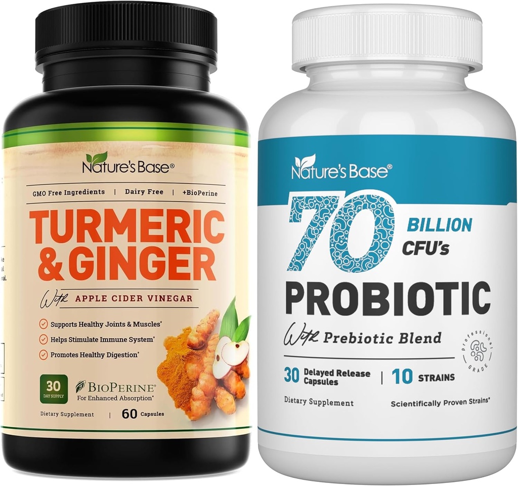 Naturbas Turmeric & Ginger 60 ct + Probiotics 70 miljarder CFU 30 ct