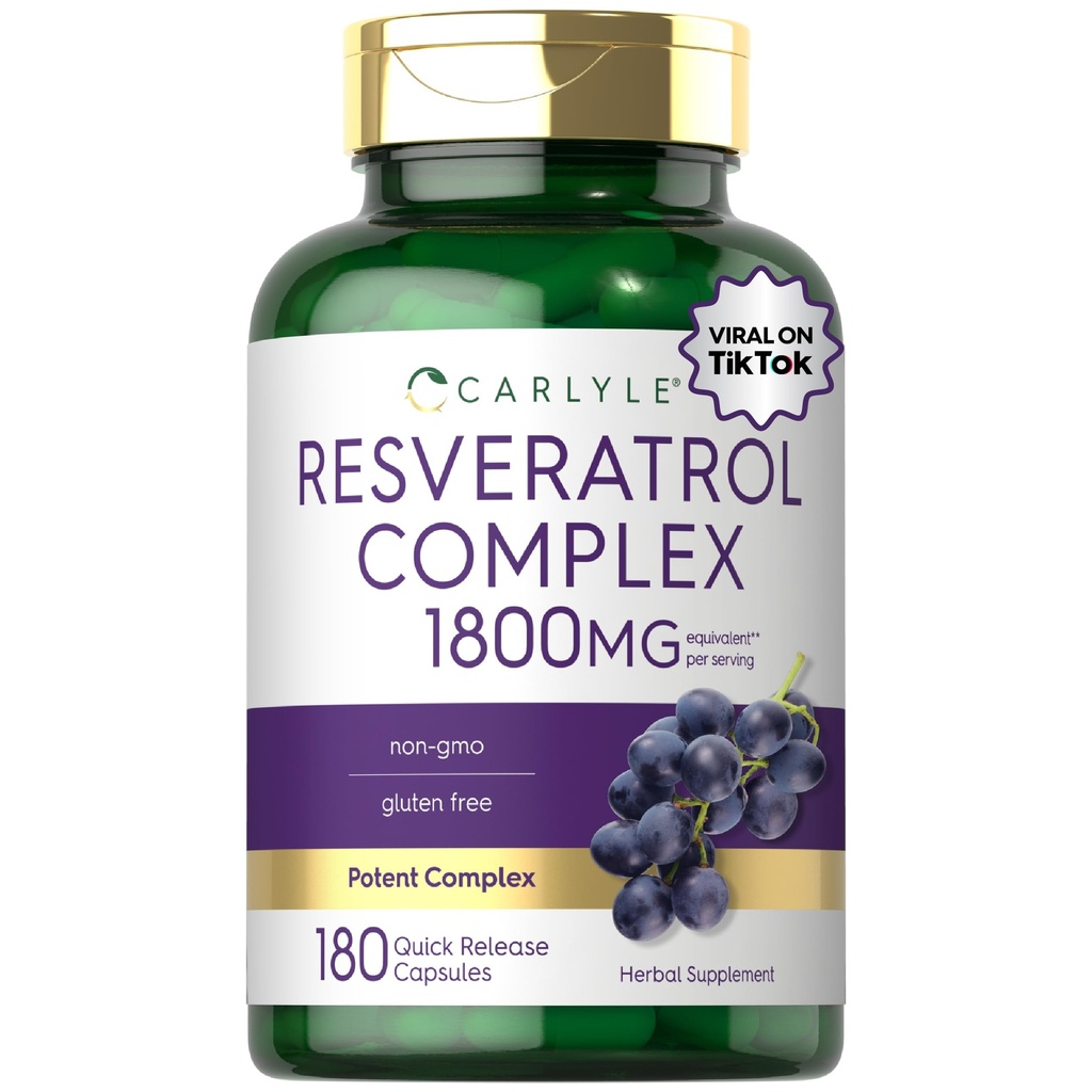 Carlyle Resveratrol Supplement 1800mg | 180 kapslar | Non-GMO & Gluten Free | Potent Complex