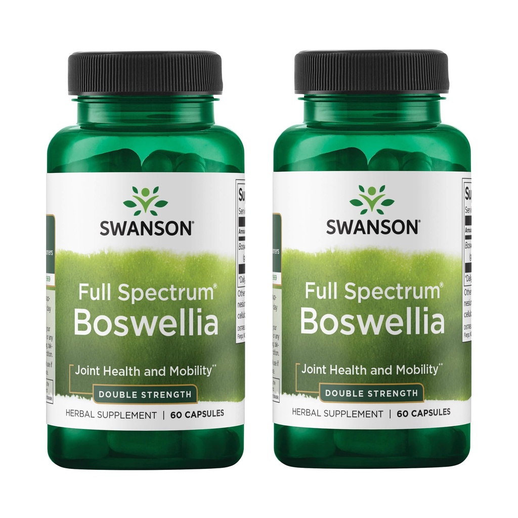 Swanson Double Strength Boswellia-Herbal Supplement Främja gemensamma Support-Ayurvedic Herb för Joint Flexibility & Mobility Support-Made w / Boswellia Serrata Resin-(60 kapslar, 800mg Varje) 2 Pack