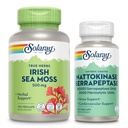 SOLARAY Irish Sea Moss 500mg och Nattokinase Serrapeptase Supplement - Wellness Bundle med naturligt förekommande vitaminer, mineraler - Gut Health, Sinus, Heart Health Support, 60-dagars garanti, 100/30ct