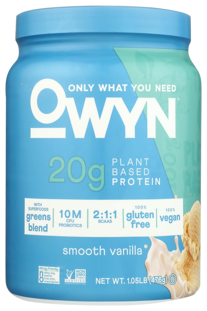 OWYN Endast vad du behöver växtbaserade proteinpulver, Smooth Vanilla, 1,05 lbs