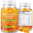 Shilajit Gummies 1000mg Sugar Free - Shilajit Supplement för män och kvinnor - Högt i 85 + Trace Minerals & Fulvic Acid - Energi, hjärna, immunitet - 60 Gummies