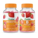 Livlig probiotisk 2 miljarder CFU + B-komplex, Gummies Bundle - Stor smak, vitamintillskott, Gluten Free, GMO Free, Chewable Gummy