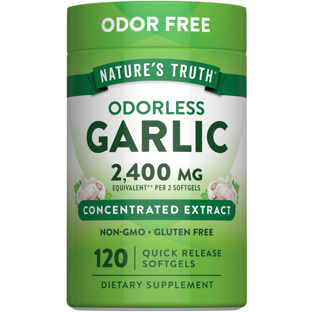 Naturens Sanning Odorless Garlic 2400 mg | 120 Softgels | Extract Pills | Non-GMO, Gluten Free Supplement