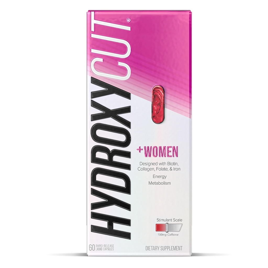 Hydroxycut +Women - Thermogenic Support Formula - Energy & Metabolism Support - C. Canephora Robusta, Collagen, Biotin, Iron & Folate - Rapid Release Liquid Capsules - for Women - 60 Capsules