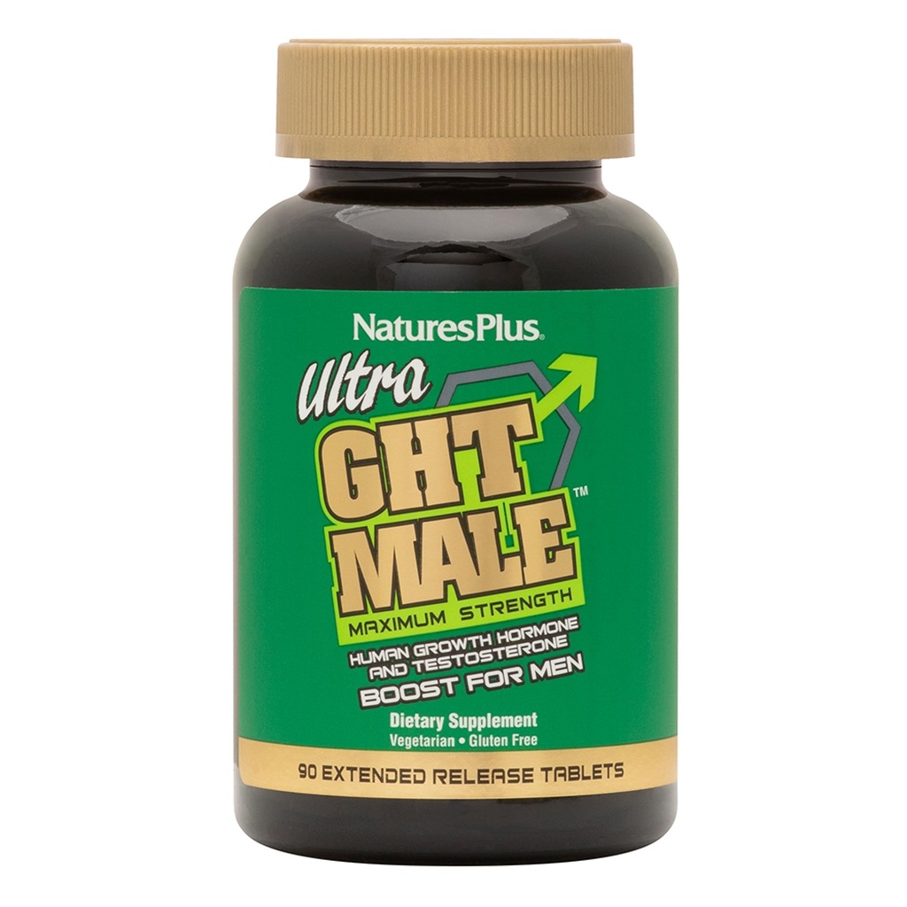 NaturesPlus Ultra GHT Male Extended Release Bilayer Tablets - 90 vegetariska kosttillskott - Maximal styrka Natural Testosteron & Human Growth Hormone Boost-Gluten-Free - 30 portioner