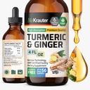 BIO KRAUTER® Turmeric and Ginger Supplement - Pure Vegan Liquid Turmeric & Ginger Tincture med Pepper 4 Fl.Oz 56 Days of Supply - Curcumin Drops för Joint Support, Antioxidant & Immune Support