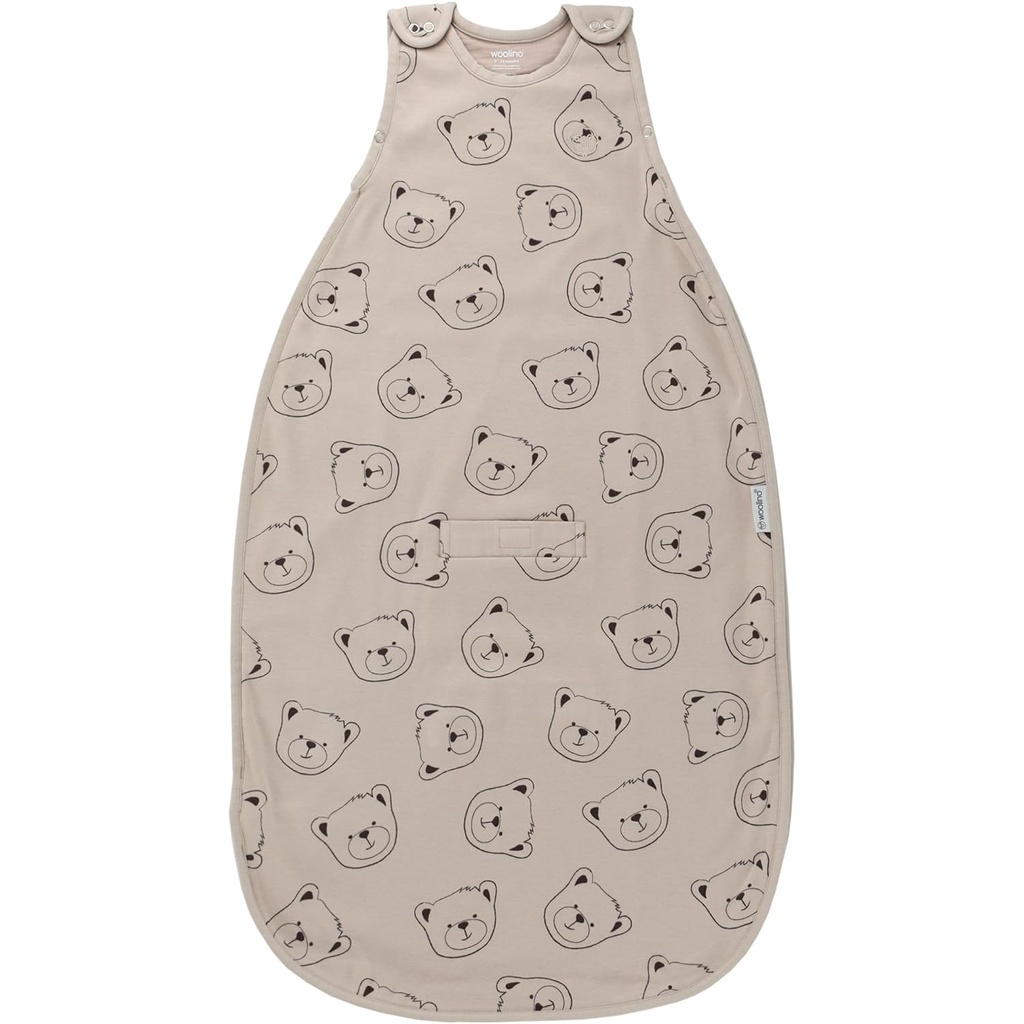 Woolino Merino Wool och Organic Cotton Ultimate Baby Sleep Sack - 4 Season Baby Wearable Blanket - Two-Way Zipper Justerable Sleeping Bag - Universal Size (2-24 månader) - Teddy Bear