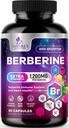 Berberine HCL 1200mg Supplement - Berberine HCI Capsules High Absorption Supplement för hjärthälsa och immunstöd, hög styrka, glutenfri, Vegan, icke-GMO piller - 60 Veggie kapslar