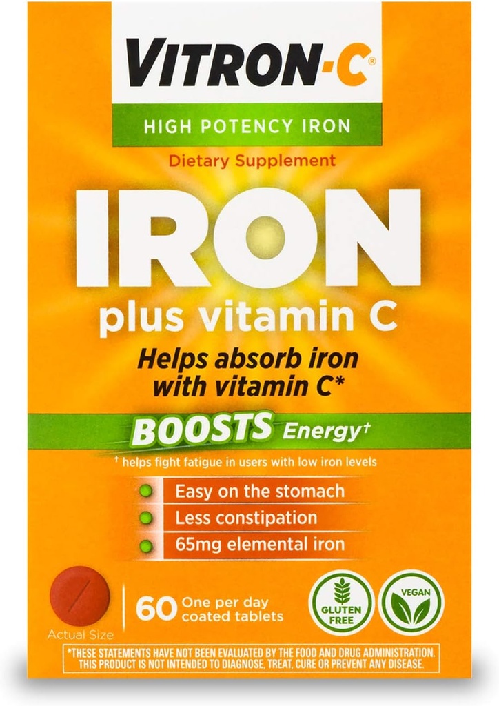 Vitron-C High Potency Iron Supplement med 125 mg Vitamin C, 60 Count