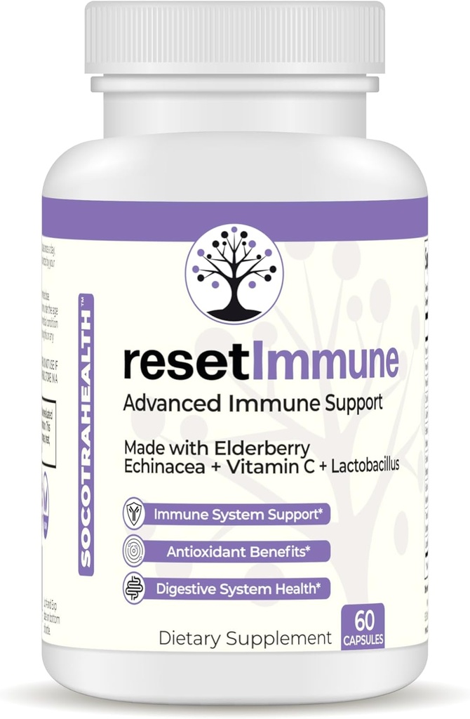 ResetImmune - Avancerad immunstöd - med Elderberry, Echinacea, Vitamin C, Lactobacillus - 60 Vegan kapslar