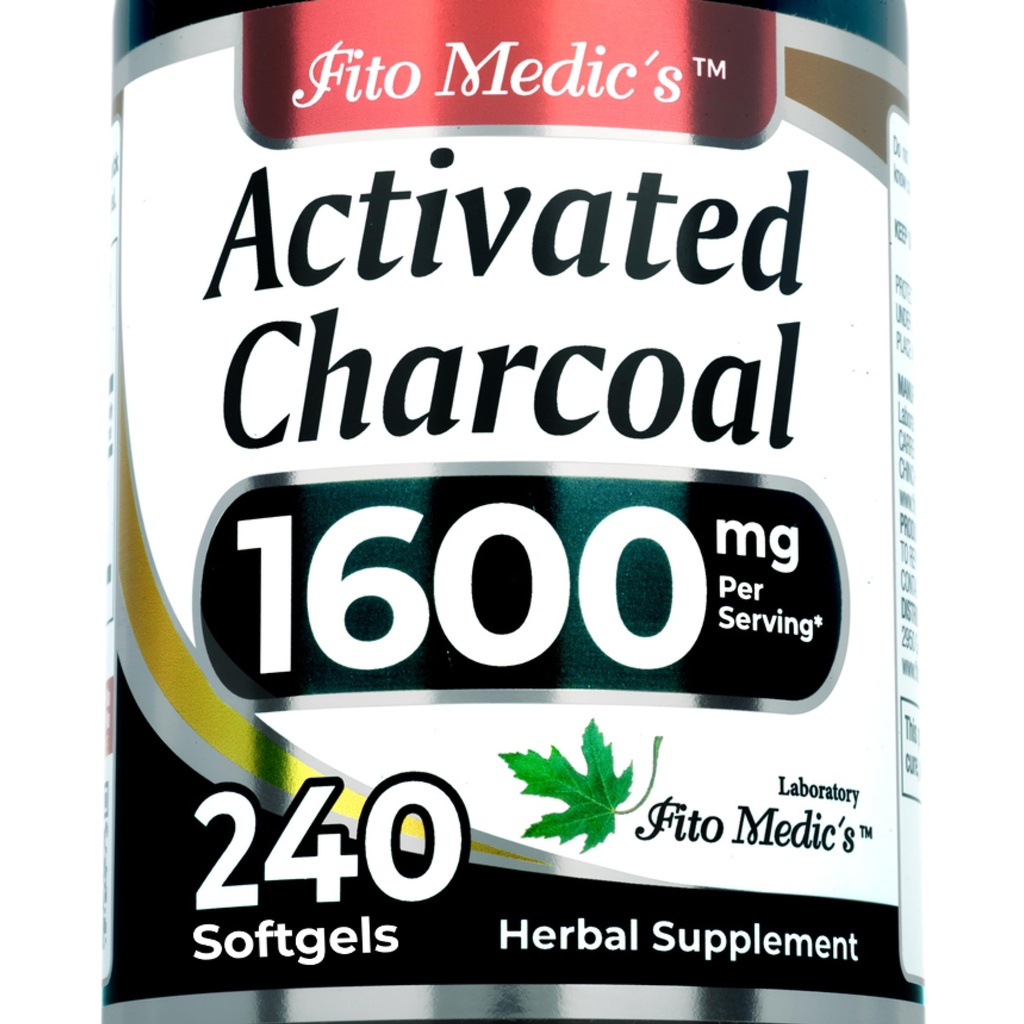 FITO MEDIC'S Lab | Aktiverade kolpiller | 1600 mg per portion | 240 Caps | Aktiverad kol | Charcoal Capsules | Charcoal Pills | Ultra hög Absorption, s.