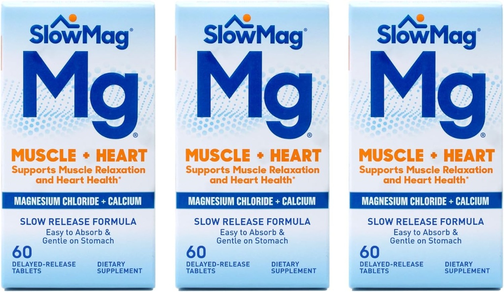 Slow-Mag Magnesiumklorid med kalcium, tabletter, 60 tabletter (Pack of 3) Fxi & Ui