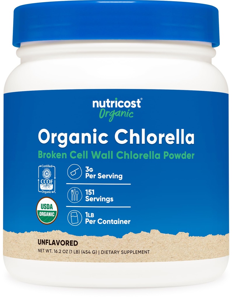 Nutricost Organic Chlorella Powder 16oz (1LB) - 3g per portion