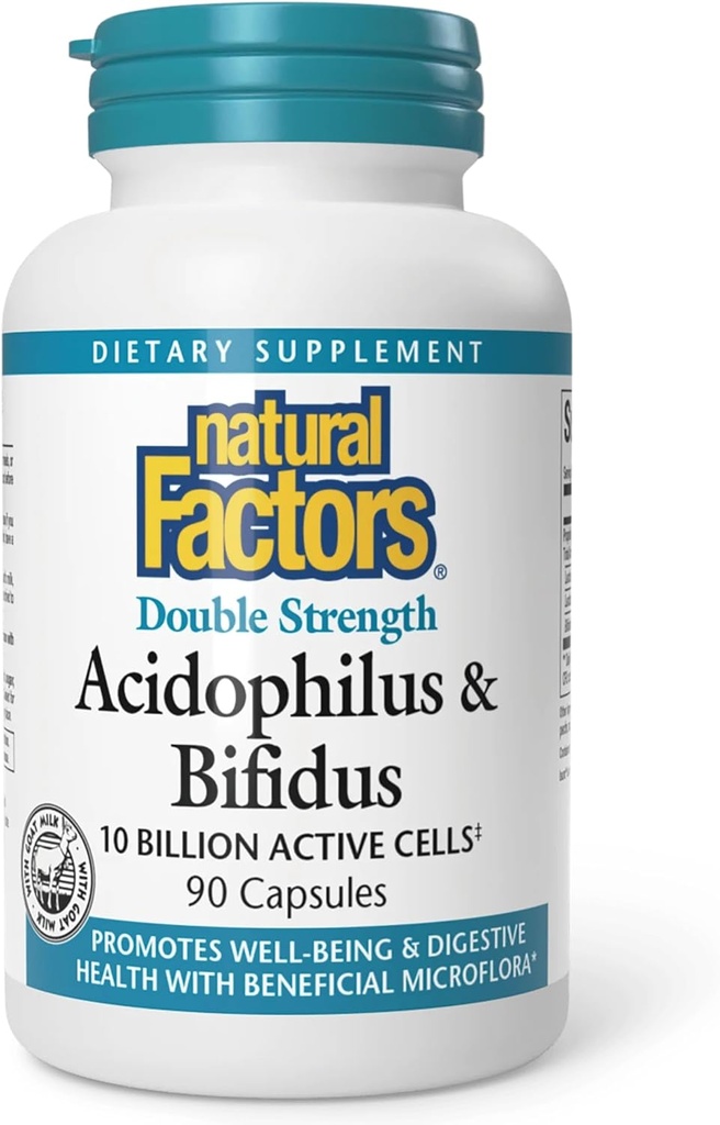 Natural Factors - Acidophilus & Bifidus, Promotes Well-Being & Digestive Health, 90 Capsules