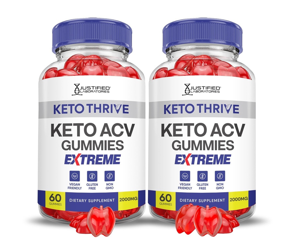 Keto Thrive Keto ACV Gummies Extreme 2000MG Keto Thrive Keto Gummies Apple Cider Vinegar Formulerad med Pomegranate Beet Juice Powder B12 Vegan Non GMO 120 Gummys