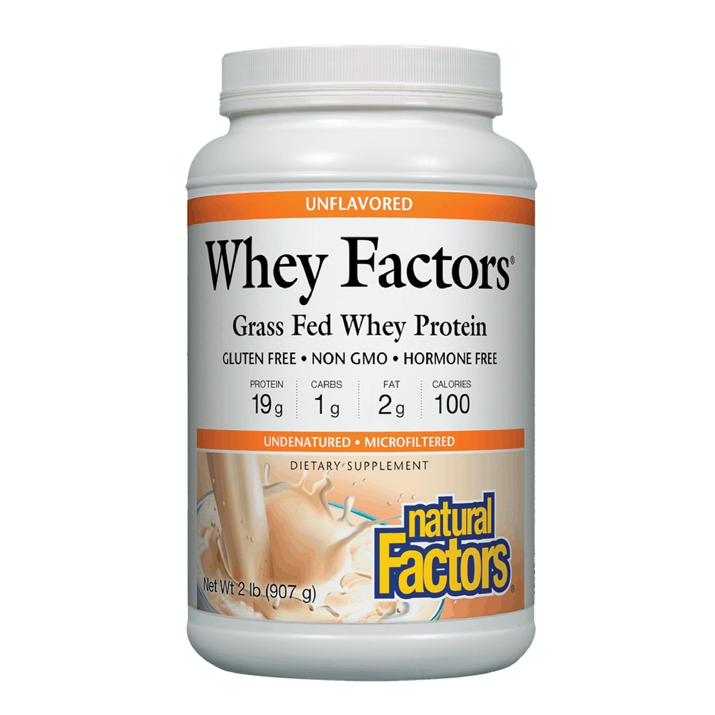 Whey Factors av naturliga faktorer, gräs Fed Whey Protein Concentrate, hjälper muskelutveckling och immunhälsa, osmakad, 2 lb