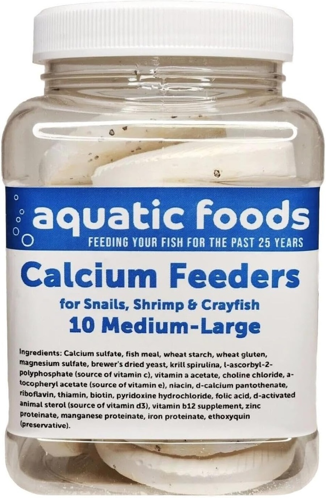 Aquatic Foods Inc. Calcium Feeder Medium-Large Shells. Extra tjocka skal för räkor, sniglar, krabbor, kräftor, Hermit krabbor och alla tropiska fisk ... 10 greve Jar