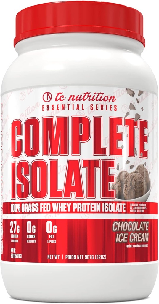 Fullständig Isolate Grass Fed Whey Protein Isolate Powder - Zero Carbs eller Fat, Whey Protein Powder för muskeltillväxt och återhämtning, Non-GMO Whey Isolate Protein Powder - Chocolate Ice Cream, 29 serv (2lb)