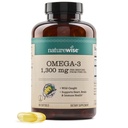NatureWise Ultra Omega 3 Fish Oil 2200 mg - Triglyceride Form - Lemon Flavor - Wild-Caught Fish Oil + EPA & DHA - Stöder Brain & Heart Health - Burpless, Non-GMO - 180 Softgels[3-månaders leverans]