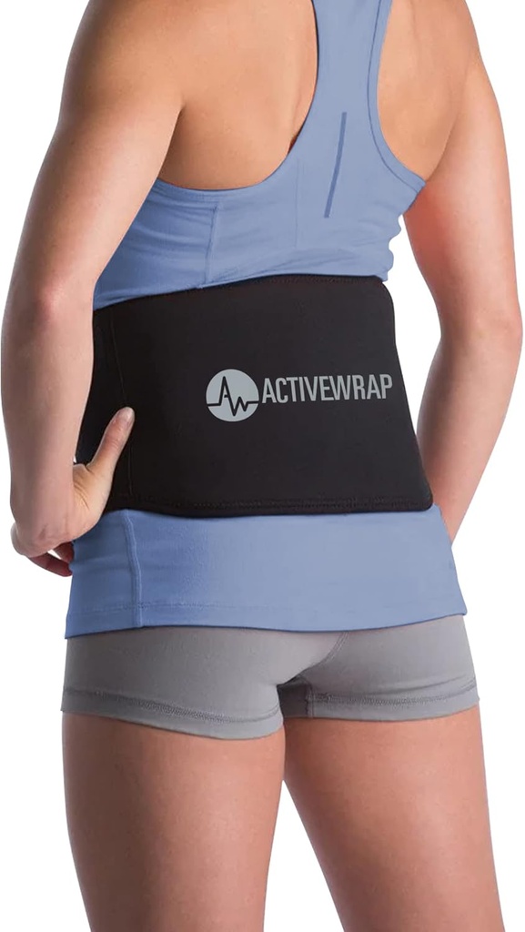 ActiveWrap - Back Ice Pack för Back Pain, Swelling, Sprain, Spasm, Stiffness och mer, Återanvändbart Ice Pack för skador med kompressionsrem, Använd för varm och kall terapi, Small / Media