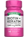 Naturens Sanning Biotin 5000 mcg | 50 kapslar | med Keratin och Alpha Lipoic Acid | Non-GMO & Gluten fri tillägg