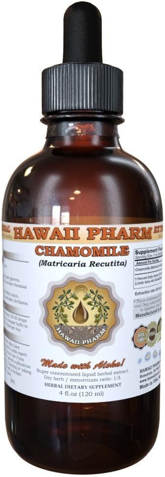 HawaiiPharm Chamomile Liquid Extract, Organic Chamomile (Matricaria Recutita) Tinktur Supplement 4 oz