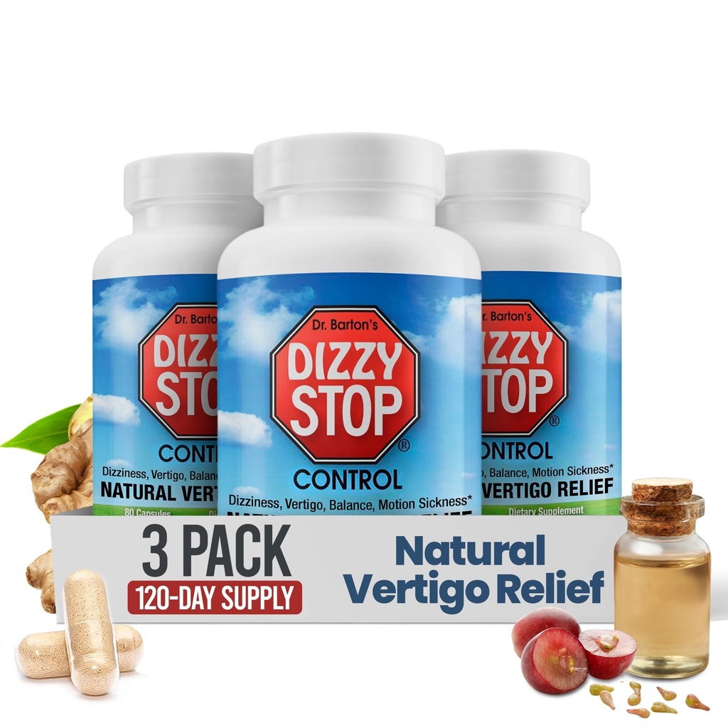 Vertigo Relief Product & Non-Drowsy Motion Sickness Pills: Nausea and Dizziness, Ginger & Grape Seed Formel, Inre Ear Balance, Car, Cruise & Travel Essential, Stomach Support (80 Count - Pack på 3)