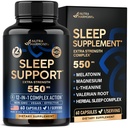 Sova piller för vuxna 550mg - Melatonin 3mg | Valerian Root for Sleep | L-Theanine | Magnesium - Natursömntillskott - Non-Habit Forming Rest Support - Tillverkad i USA - 1/dag, 2 månaders leverans