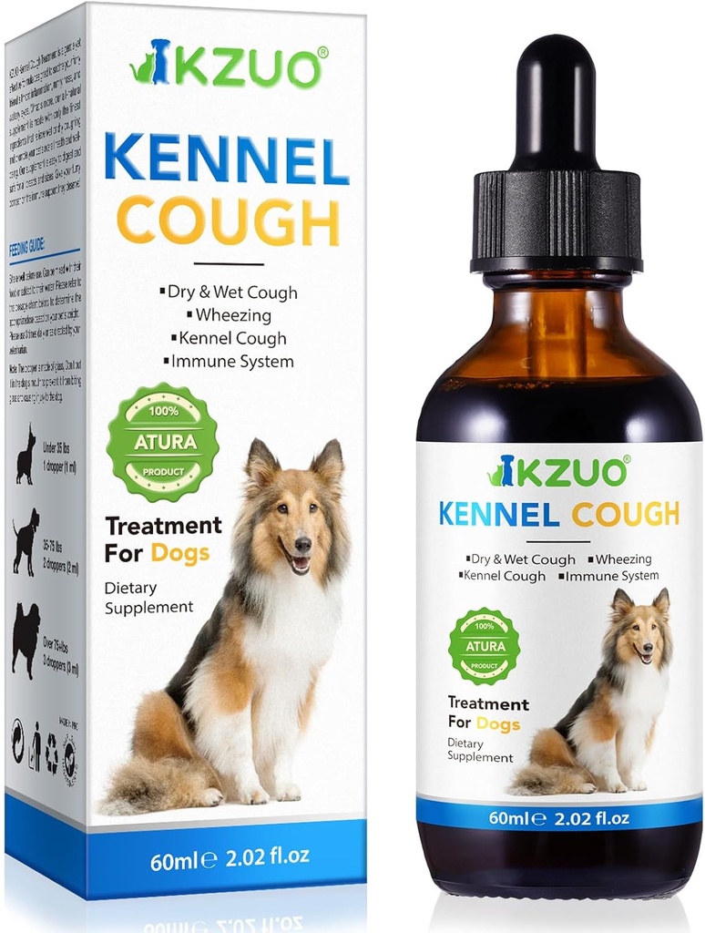 Dog Cough Treatment - Kennel Cough Drops for Dogs, 100% Natural Cough Supplement for Dogs, Allergy Relief Supplement for Dogs, Herbal Drops for All Breeds & Sizes